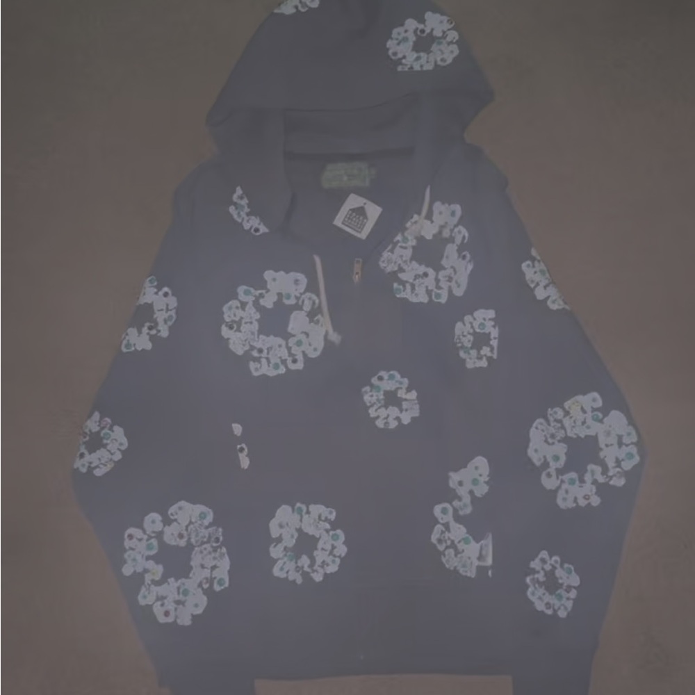 Gray Hoodie with Floral Pattern